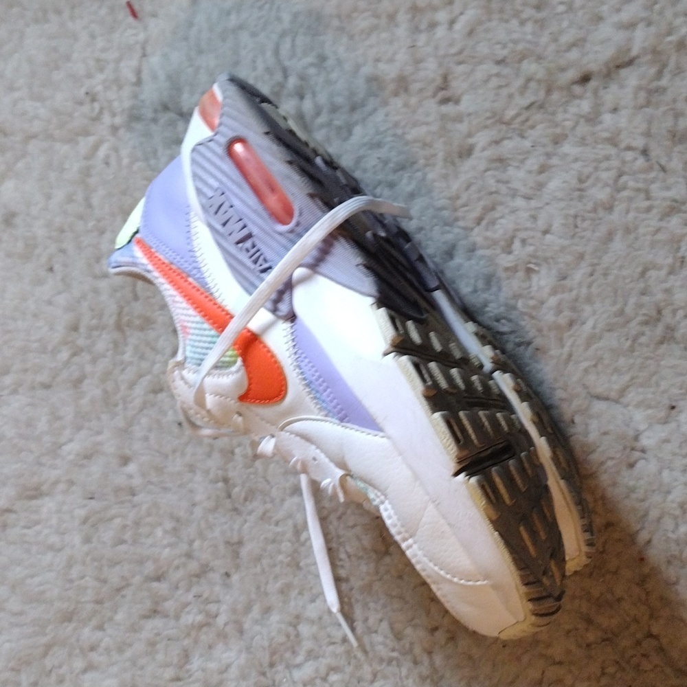 Nike Air Max Women's Athletic Shoes in White, Lavender, Orange and Pale Yellow - Picture 3 of 5